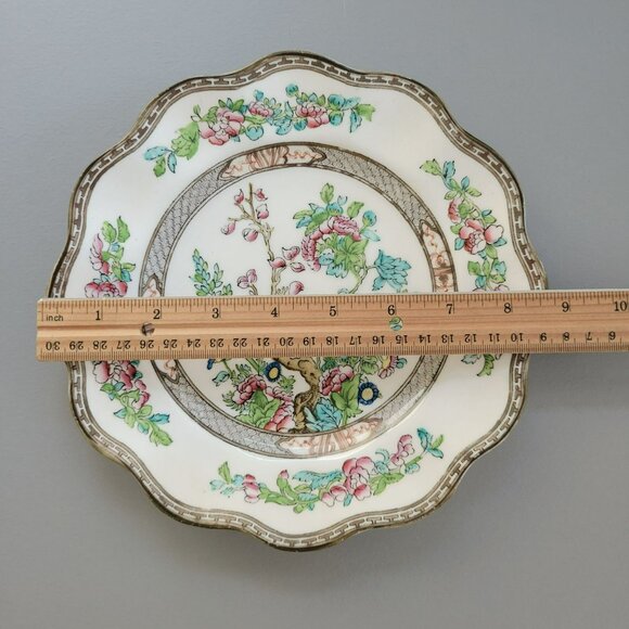 Antique Coalport Indian Tree LUNCHEON Plate, Multicolor Scalloped, c.1891-1920 - Picture 9 of 10